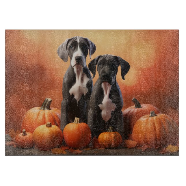 Great Dane Puppy Autumn Delight Pumpen Schneidebrett (Vorderseite)