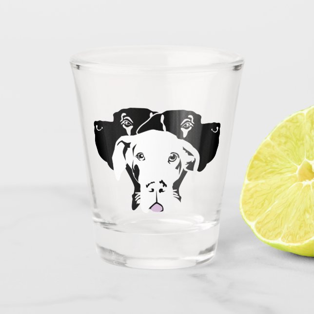 Great Dane Puppy mit Sternenschussglas Schnapsglas (Vorderseite)