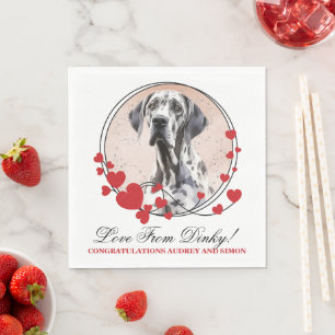 Great Dane Red Heart Rahmen Hund Foto Serviette