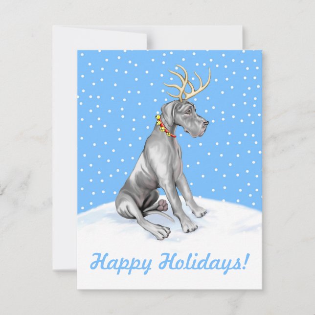 Great Dane Reindeer Christmas Black UC Einladung (Vorderseite)