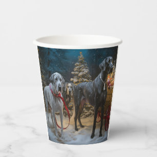 Great Dane Schneeschlitten Weihnachtsdekoration  Pappbecher