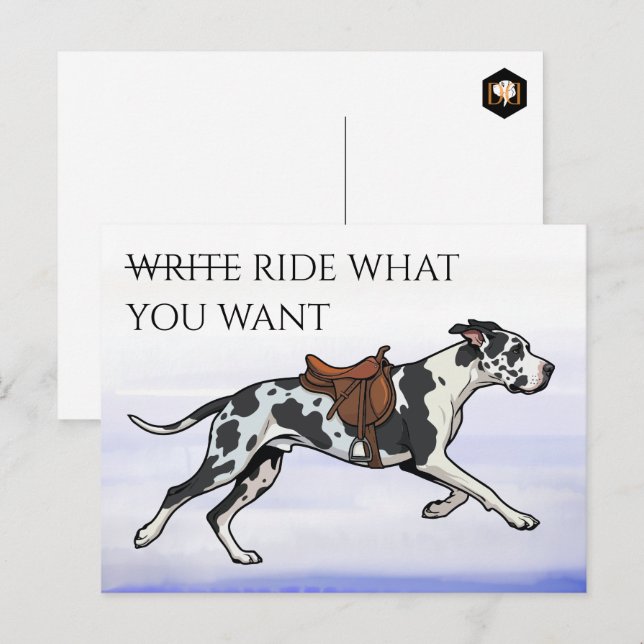 Great Dane Schreiben oder Reiten Postkarte (Vorne/Hinten)