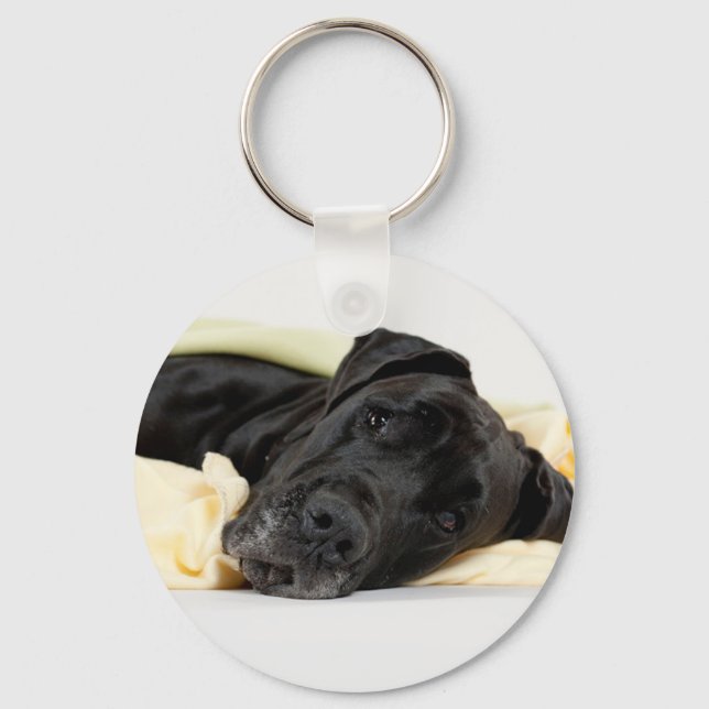 Great Dane - schwarz / Deutsche Dogge - schwarz Schlüsselanhänger (Vorderseite)