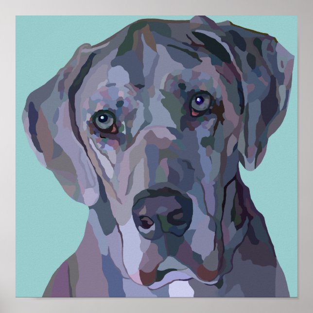 Great Dane Silver Merle Painting Poster (Vorne)