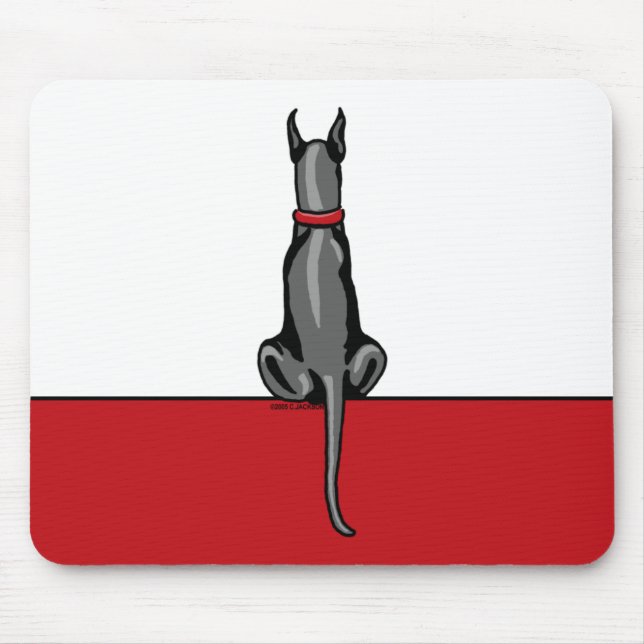 Great Dane Sit Black Mousepad (Vorne)