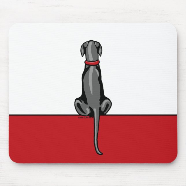 Great Dane Sit Black UC Mousepad (Vorne)