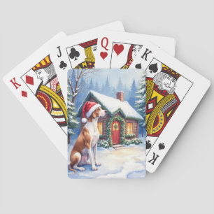 Great Dane Snowy Cabin Santa Hut Weihnachtskunst Spielkarten