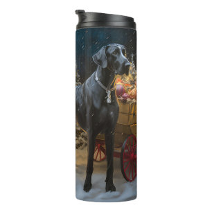 Great Dane Snowy Sleigh Weihnachtsdekor Thermosbecher