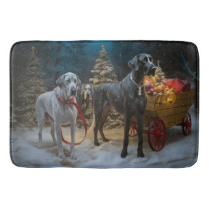 Great Dane Snowy Sleigh Weihnachtsdekoration  Badematte
