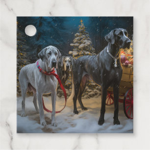Great Dane Snowy Sleigh Weihnachtsdekoration Geschenkanhänger