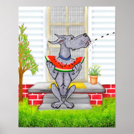 Great Dane SPIT Blue Poster