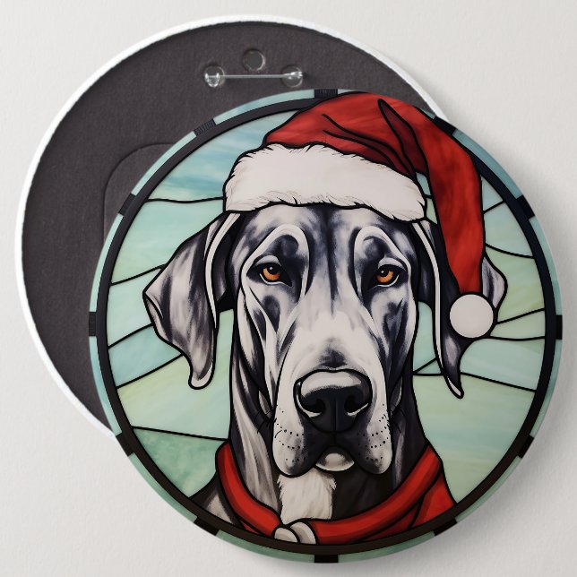 Great Dane Stared Glass Weihnachten Button (Vorne & Hinten)