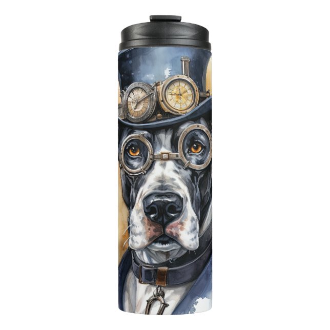Great Dane Steampunk-Hund Thermosbecher (Vorderseite)