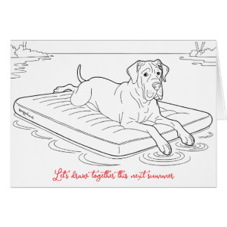 Great Dane Summer mode coloring card 