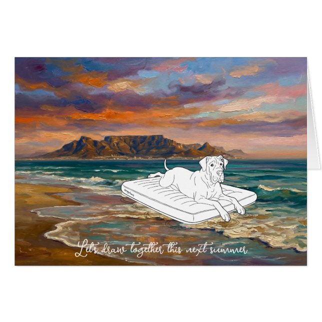Great Dane Summer mode coloring card  (Vorderseite (Horizontal))