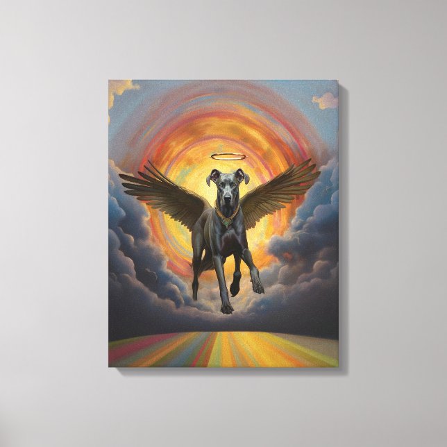 Great Dane & the Rainbow Bridge Leinwanddruck (Vorderseite)