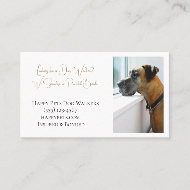 Great Dane traurig Aussehen Fenster für Hunde Walk Visitenkarte (Vorderseite)