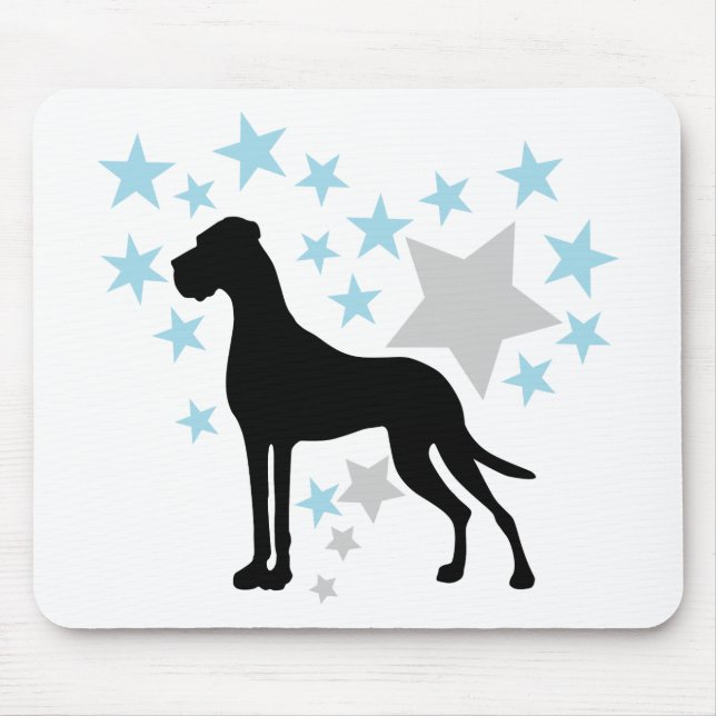 Great Dane und ein Star Heart Mousepad (Vorne)
