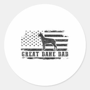 Great Dane Vater Distressed Amerikanische Flagge P Runder Aufkleber