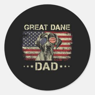 Great Dane Vater Hunde Liebhaber Amerikanische Fla Runder Aufkleber