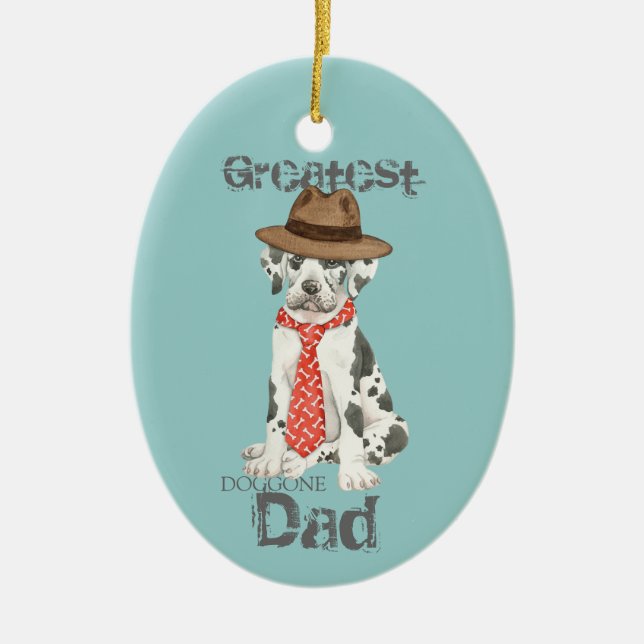 Great Dane Vater Keramik Ornament (Vorne)