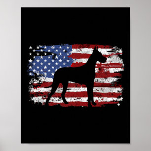 Great Dane Vintage-Amerikanische Flagge  Poster