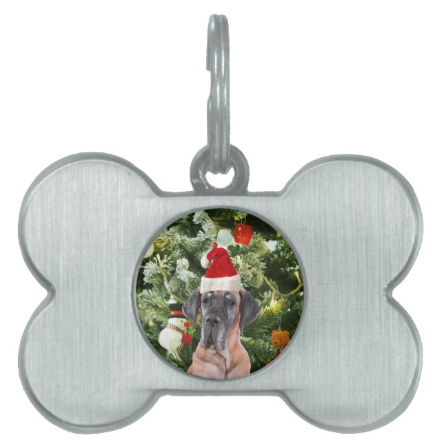 Great Dane w Christmas Tree Geschenkboxen Weihnach Tiermarke (Vorderseite)