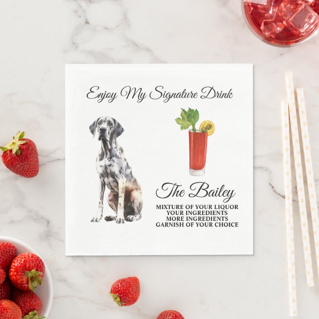 Great Dane Wedding Signature Drink Napkins Serviette (Beispiel)