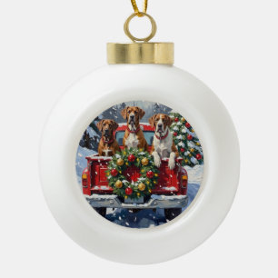 Great Dane Weihnachten Rotes Lastwagen Ferien Keramik Kugel-Ornament