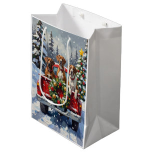 Great Dane Weihnachten Rotes Lastwagen Ferien Mittlere Geschenktüte