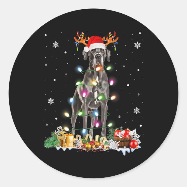 Great Dane Weihnachts-Weihnachtsmannmütze Fairy Li Runder Aufkleber (Vorderseite)