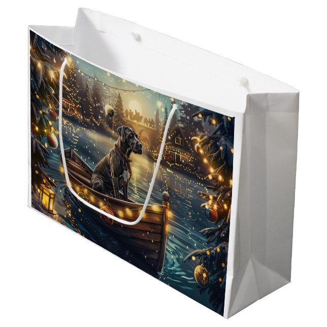Great Dane Weihnachtsfest Reise Große Geschenktüte (Vorderseite Schrägansicht)