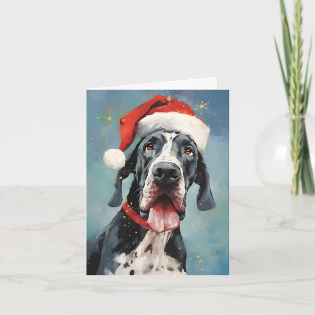 Great Dane Weihnachtsmalerei Kunstwerk Karte (Vorderseite)