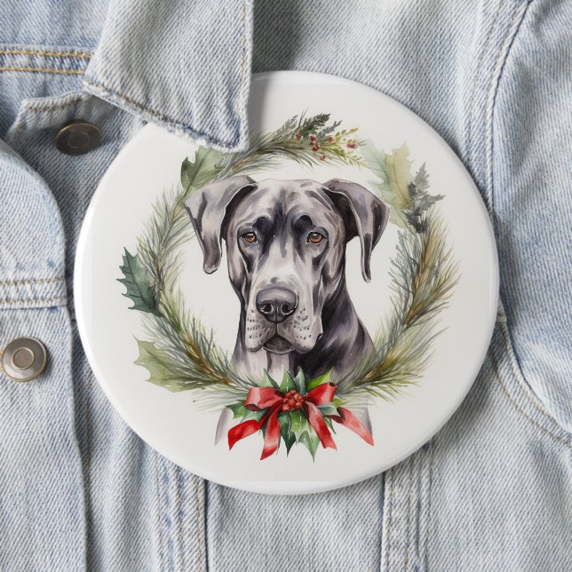 Great Dane Weihnachtsmann Festliche Jungfrau Button (Beispiel)