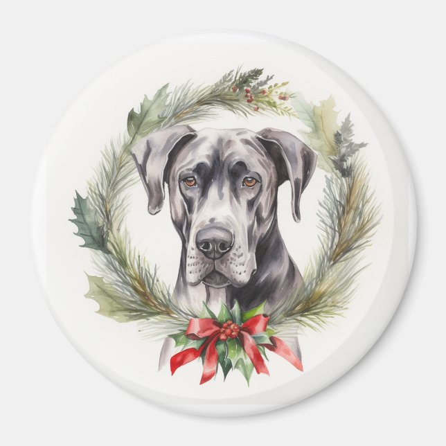 Great Dane Weihnachtsmann Festliche Jungfrau Magnet (Vorne)