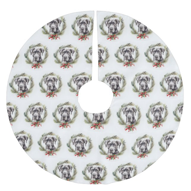 Great Dane Weihnachtsmann Festliche Jungfrau Polyester Weihnachtsbaumdecke (Vorderseite)