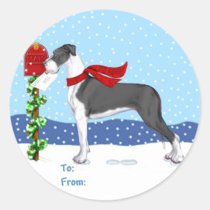 Great Dane Weihnachtsmantle UC Geschenktasten Runder Aufkleber