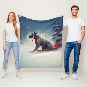 Great Dane Weihnachtsschnee Winter Fleecedecke