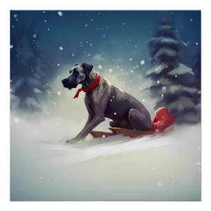 Great Dane Weihnachtsschnee Winter Poster