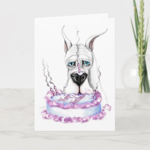 Great Dane White Geburtstagstorte Karte