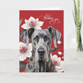 Great Dane White Lilies on Red Thinking of You Karte