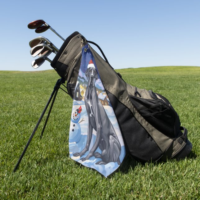 Great Dane Winter Wonderland Weihnachtsfreude Golfhandtuch (Gras)