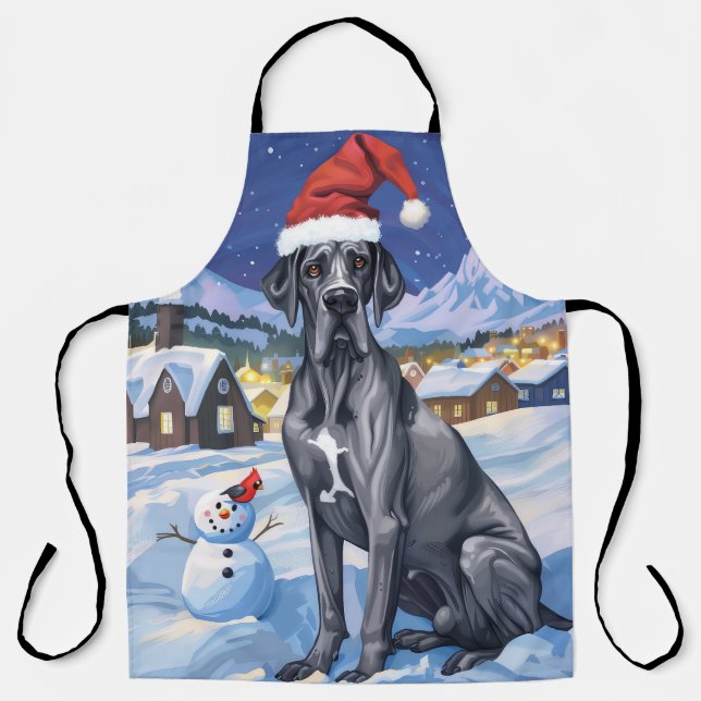 Great Dane Winter Wonderland Weihnachtsfreude Schürze (Vorderseite)