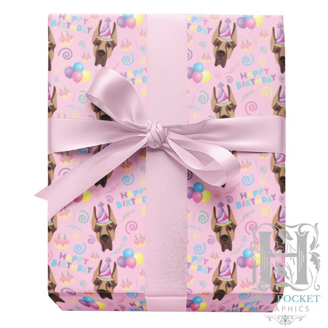 Great Dane Wrapping Paper in Pink Geschenkpapier (Von Creator hochgeladen)
