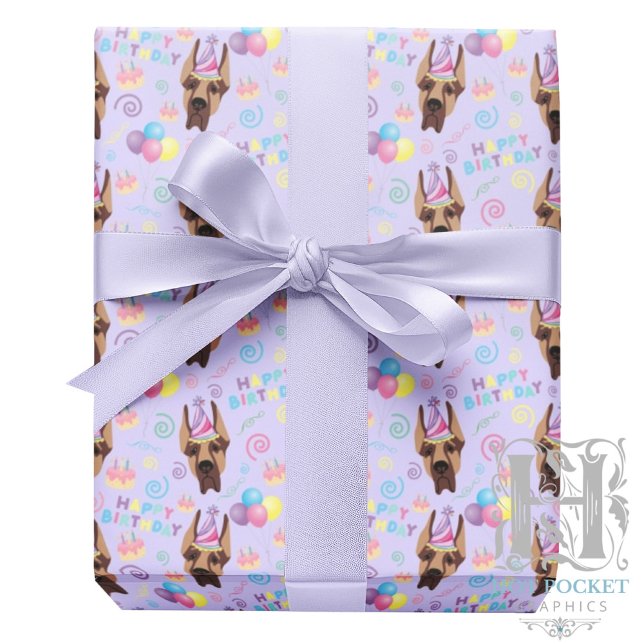 Great Dane Wrapping Paper in Purple Geschenkpapier (Von Creator hochgeladen)