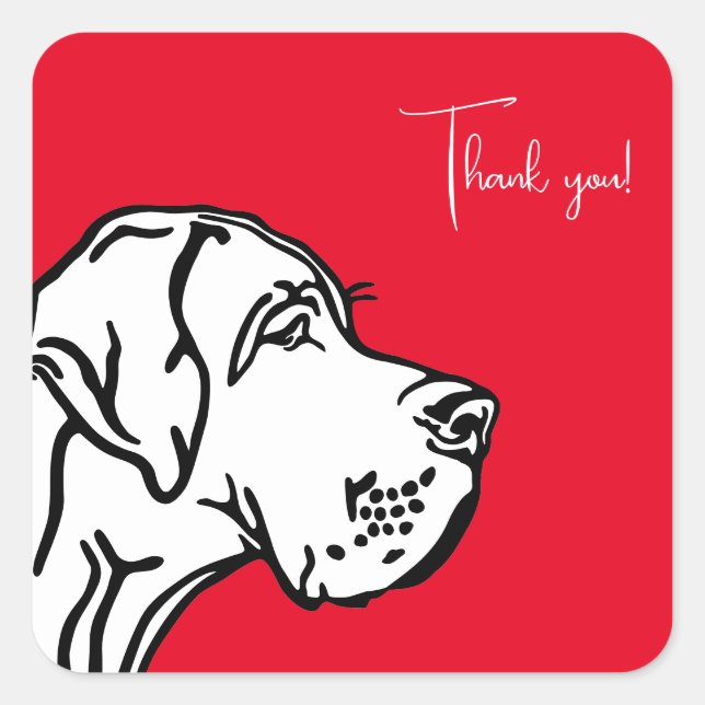 Great Dane zeichnend Quadratischer Aufkleber (Vorderseite)