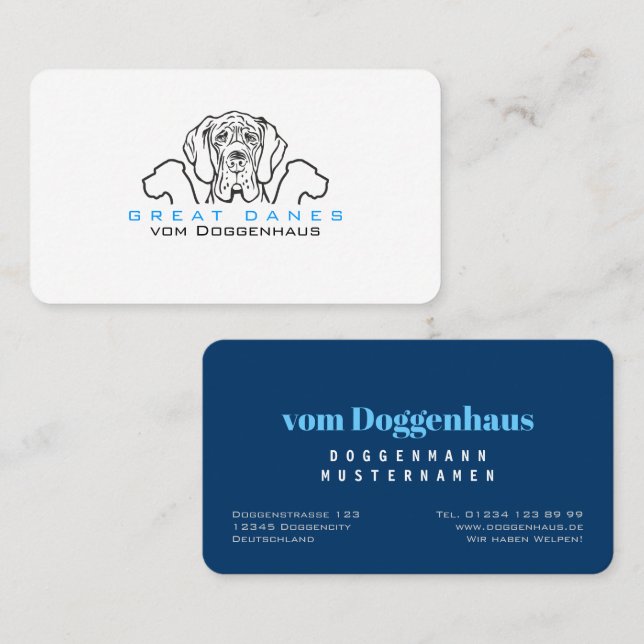 Great Danes Business Cards Visitenkarte (Vorne/Hinten)