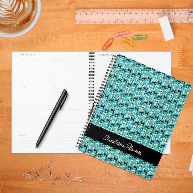 Great Danes Fawn Harlequin Dane Dog Monthly Planer (Great Danes in Teal Customized Planner)