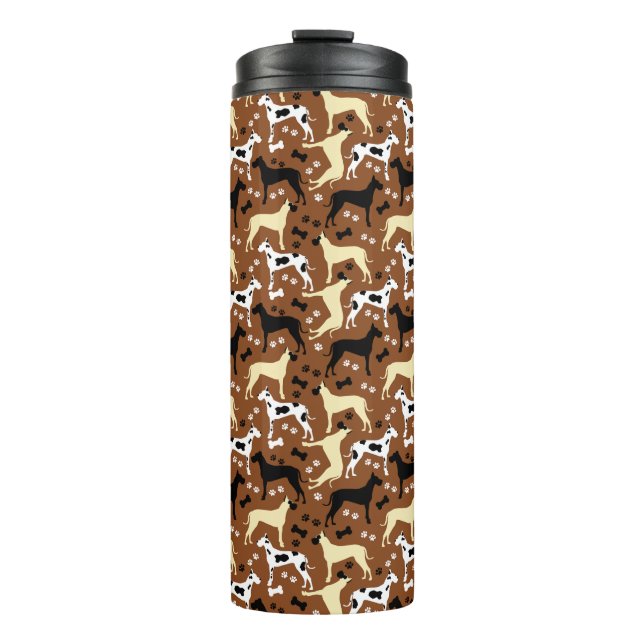 Great Danes Harlequin, Fawn, Black Great Dane Thermosbecher (Vorderseite)