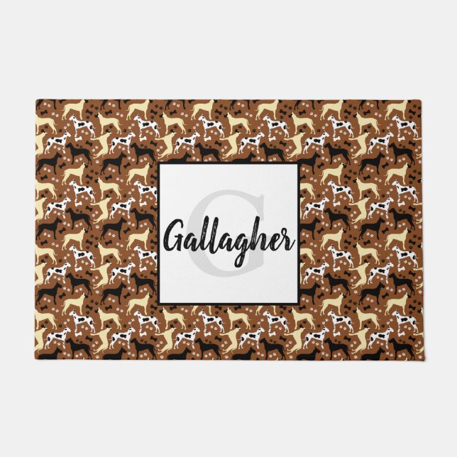 Great Danes Monogram Nachname Doormat Fußmatte (Vorderseite)